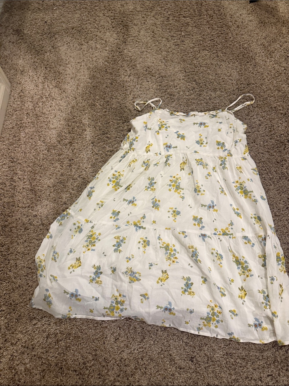 wild fable White Sundress with Yellow & Blue Floral Print